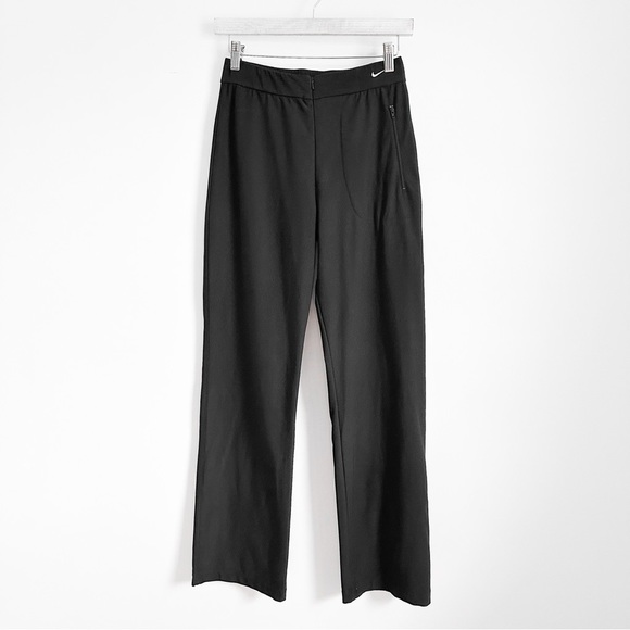 Nike Black Front Zip Wide leg Activewear Pants sz Medium - Picture 1 of 7